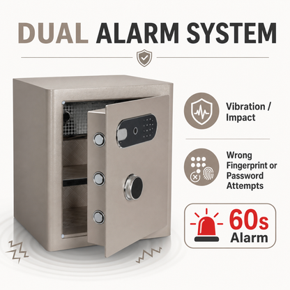 2.0 Cu Ft Vintage Retro Home Safe with Fingerprint Lock and Wheels