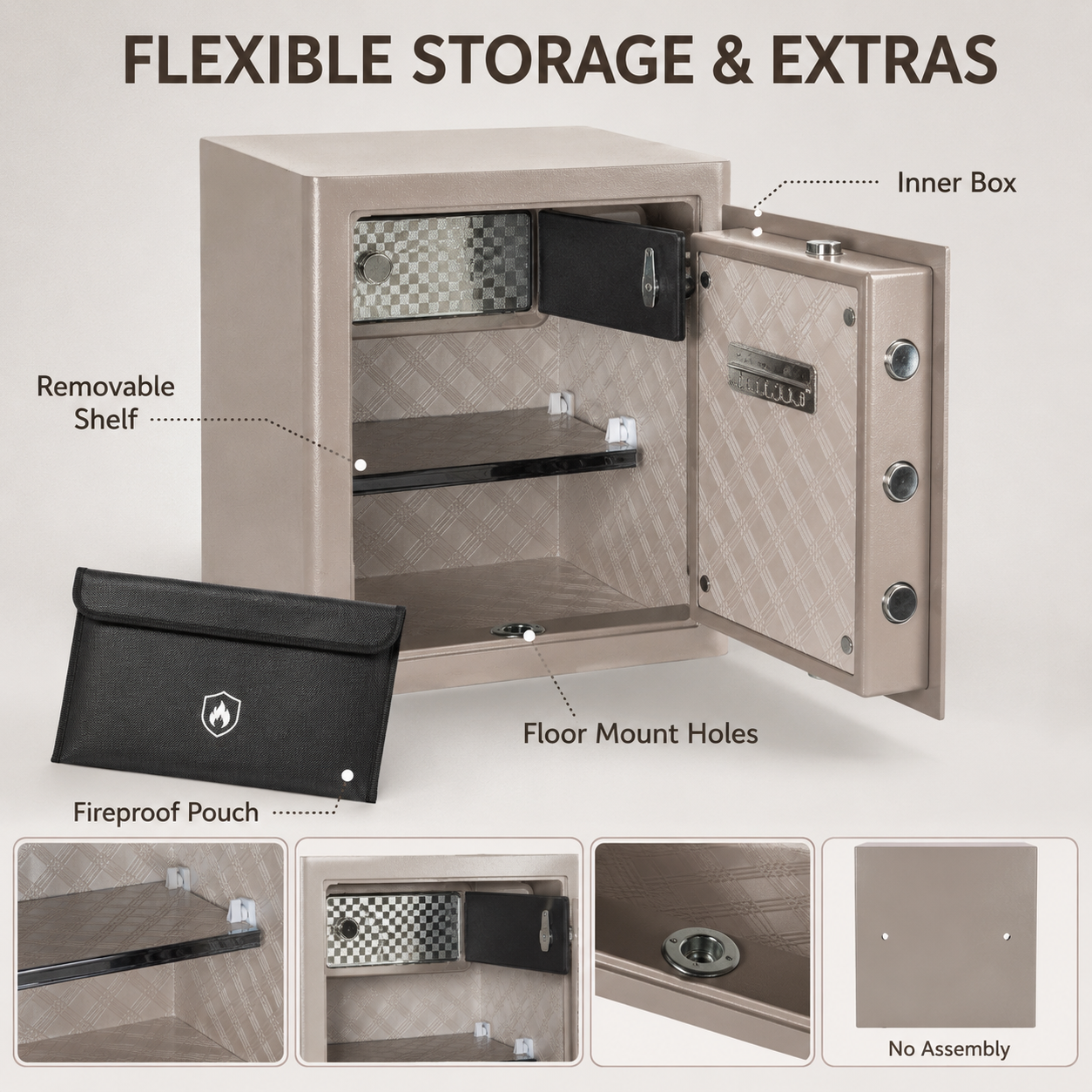 2.0 Cu Ft Vintage Retro Home Safe with Fingerprint Lock and Wheels