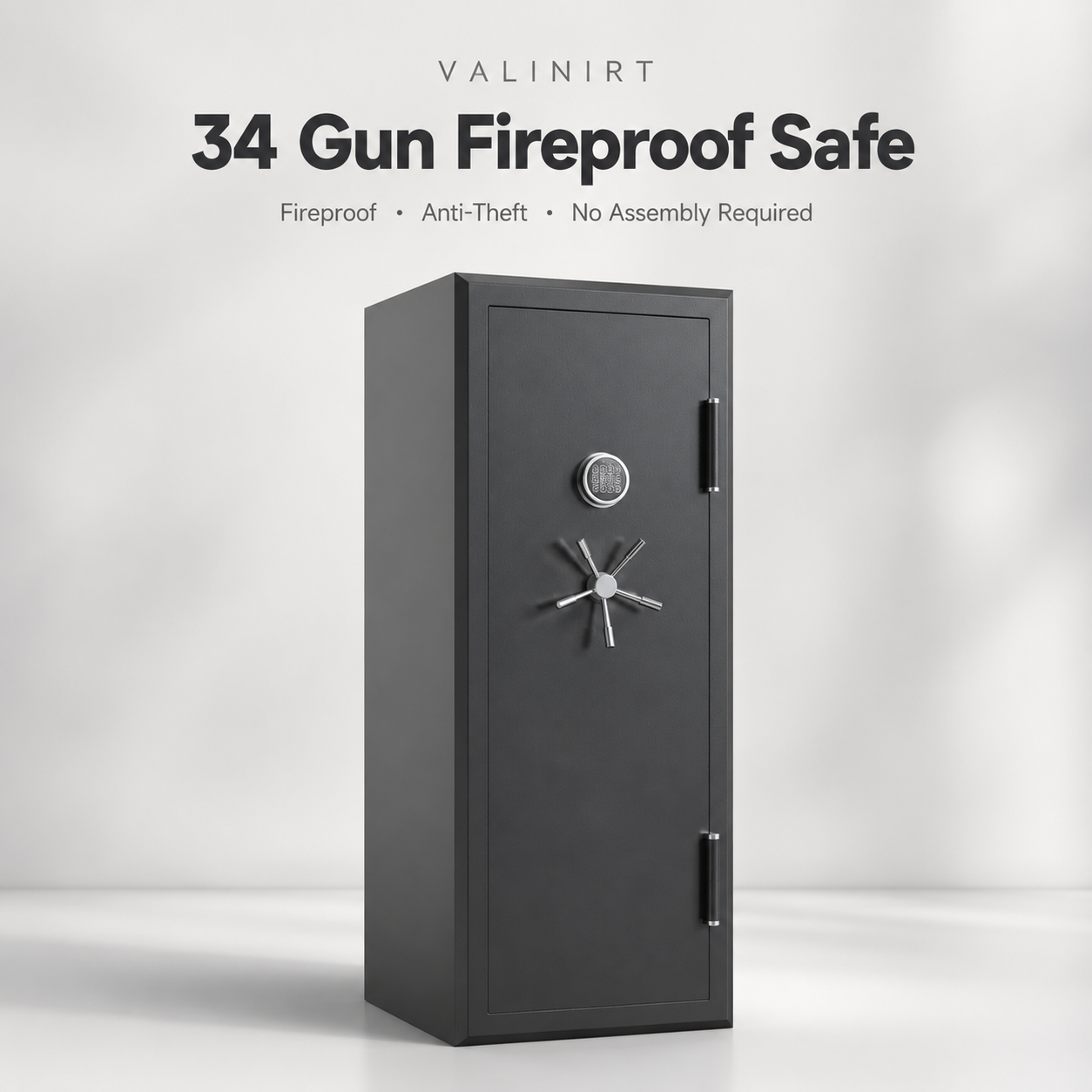 34 Gun Fireproof Gun Safe with Keypad Lock and Charging Ports for Rifles Pistols