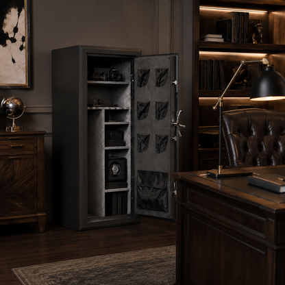 34 Gun Fireproof Gun Safe with Keypad Lock and Charging Ports for Rifles Pistols