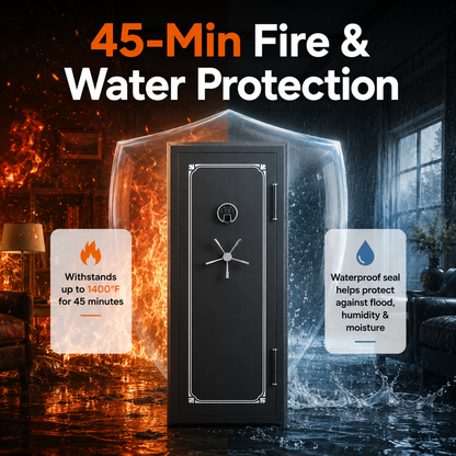 34 Gun Fireproof Rifle Safe with Biometric Lock and Charging Ports