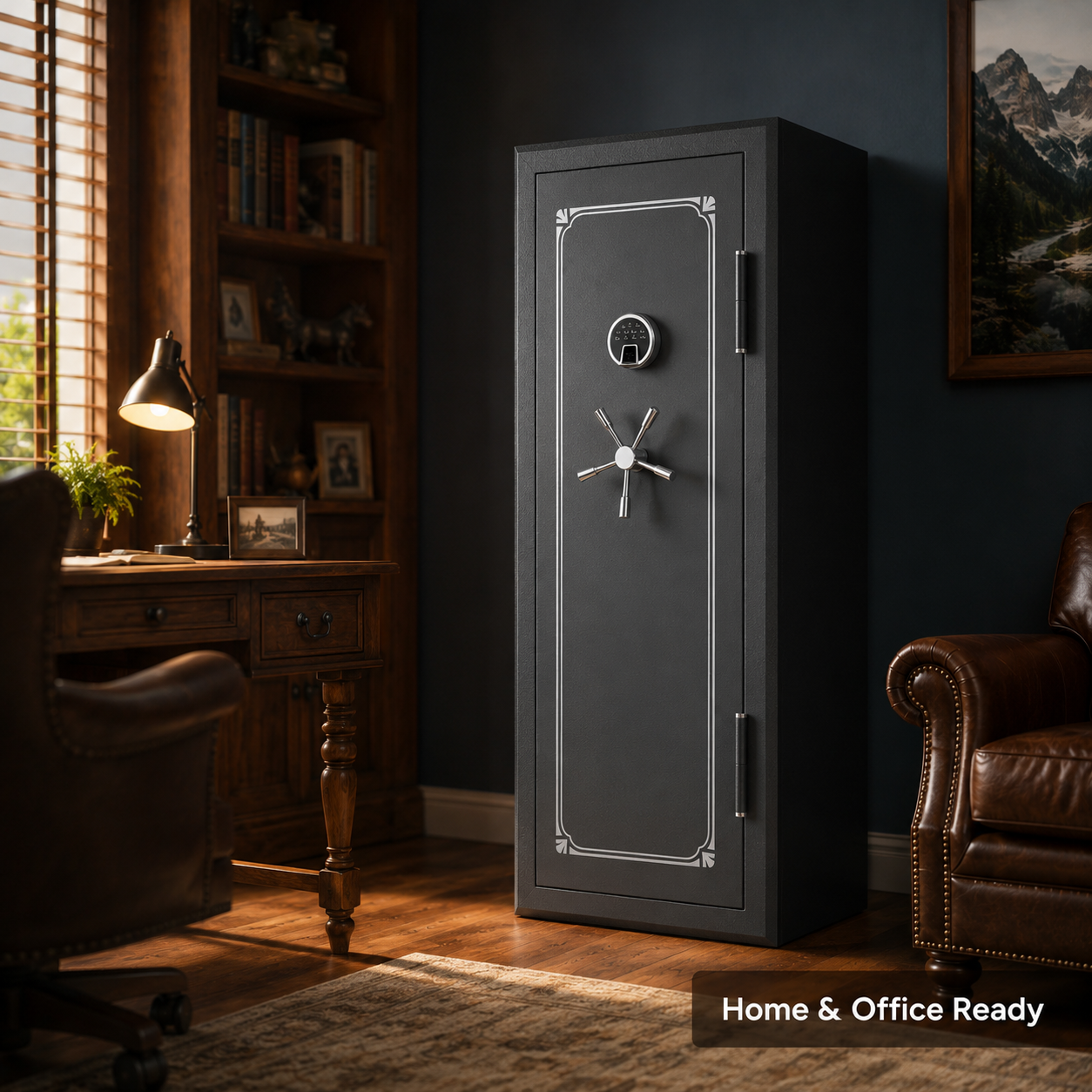 34 Gun Fireproof Rifle Safe with Biometric Lock and Charging Ports