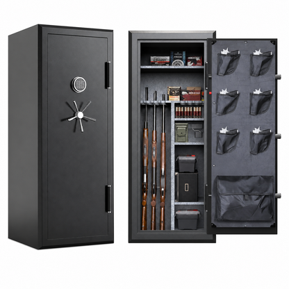 34 Gun Fireproof Gun Safe with Keypad Lock and Charging Ports for Rifles Pistols