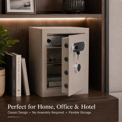 3.38 Cu Biometric Home Safe Box with Fingerprint Lock Dual Alarm and LED Light