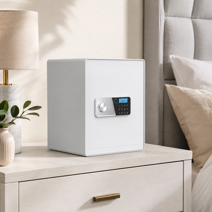 VALINIRT 15.7-Inch Biometric Home Safe with Fingerprint & Digital Keypad, Anti-Pry Design and Alarm