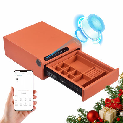 Smart Jewelry Safe Box with Bluetooth, Fingerprint Lock & Auto Open